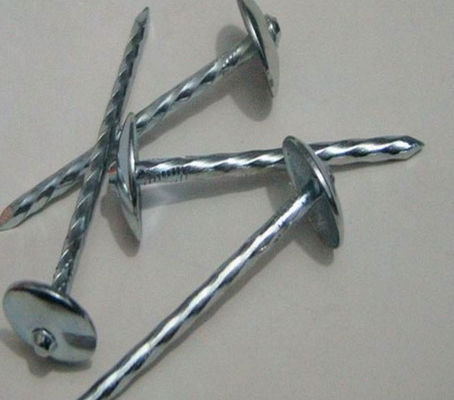 China Umbrella Head Metal Working Tools , Q195 Galvanized Roofing Nails Twisted Shank supplier