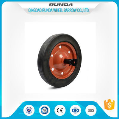 China 13inches Rubber Tyred Wheels Centered Hub Line Tread 20mm Bore Hole Multi Corlor supplier