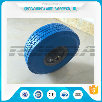 China Heavy Duty PU Foam Wheel 3.50-4 , Puncture Proof PU Trolley Wheels Steel Rim supplier