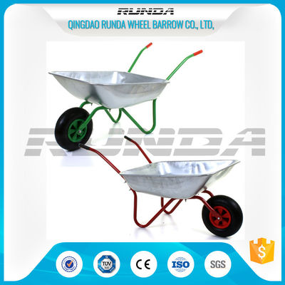 China Easy Pulling Steel Handle Wheelbarrow 50L Water Capacity 0.5mm Tray Thickness supplier