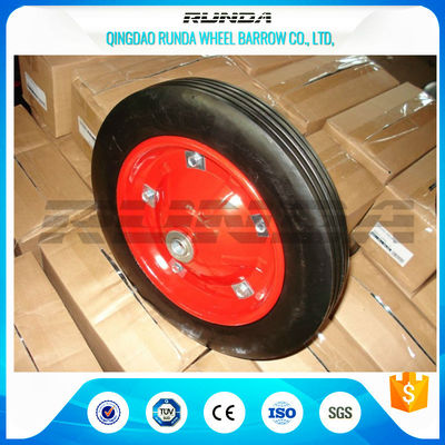 China Tubeless Solid Rubber Wheelbarrow Tyres 13inches Red Color Skidding Resistant supplier