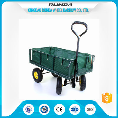 China Oxford Cloth Garden Mesh Cart 200kg , 4 Wheel Metal Garden Wagon Green Color supplier