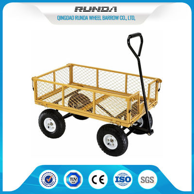 China Four Wheels Garden Mesh Cart SGS , Metal Garden Cart Wagon 1000lbs Load Capacity supplier