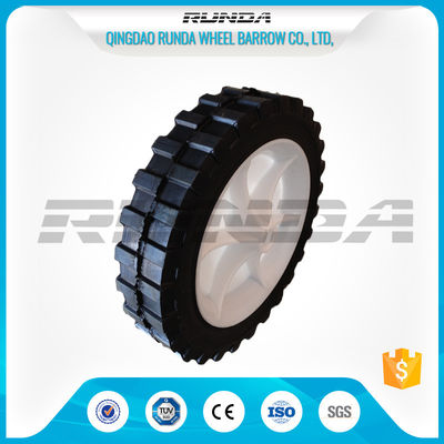 China No Bearing Solid Rubber Wheels , Black 8 Inch Hand Truck Wheels Diamond Tread supplier