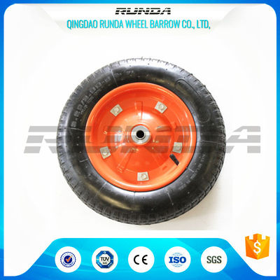 China Middle Size Heavy Duty Rubber Wheels 13&quot;X3.25-8 Solid Steel Rim With Screws supplier