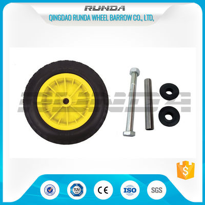 China Yellow Color Inflatable Caster Wheels Plastic Bush Bearing Stright Vales 6PR supplier
