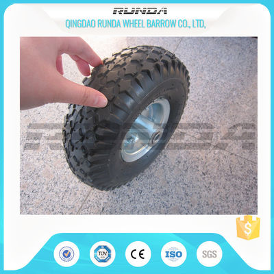 China Staright Valve Pneumatic Rubber Wheels , Pneumatic Caster Wheels 3.50-6 Steel Rim supplier