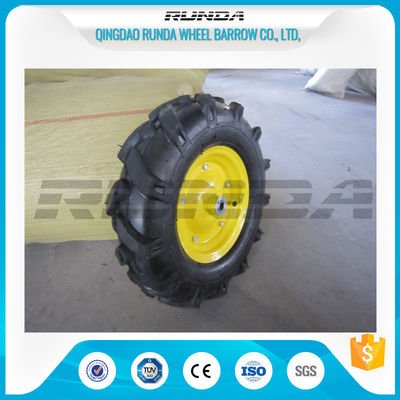 China 16inches Heavy Duty Rubber Wheels Yellow Color Lug Pattern Enamel Finish 6PR supplier