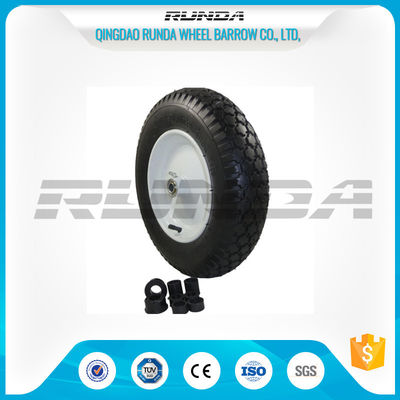 China Super Elasticity Heavy Duty Rubber Wheels 4.00-8 , Rubber Caster Wheels Metal Rim supplier