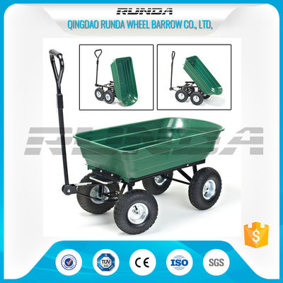 China Green Color Garden Dump Wagon Plastic Material Tray Load Capacity 150kg supplier