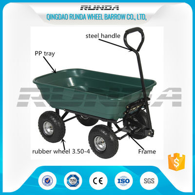 China Outdoor Dumper 4 Wheel Garden Cart Trolley Plastic Side Panels TC2145 For Farmer supplier