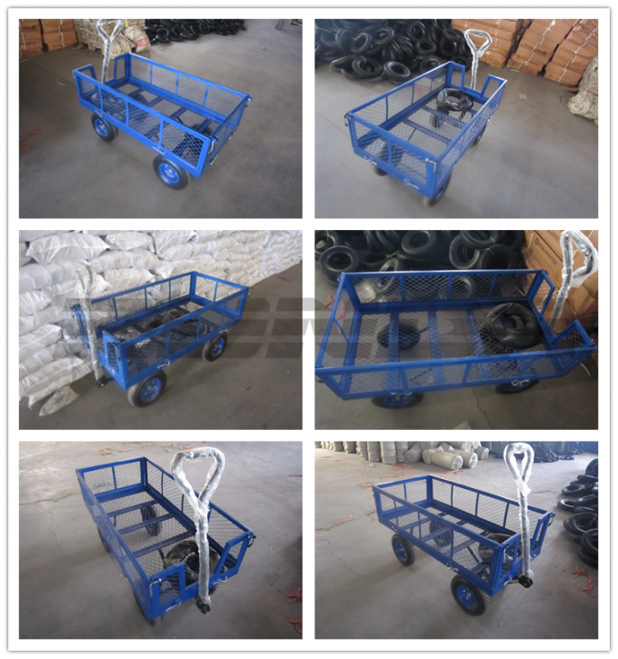 Transport Tool Garden Mesh Cart , Heavy Duty Garden Wagon Steel Tubular Handle